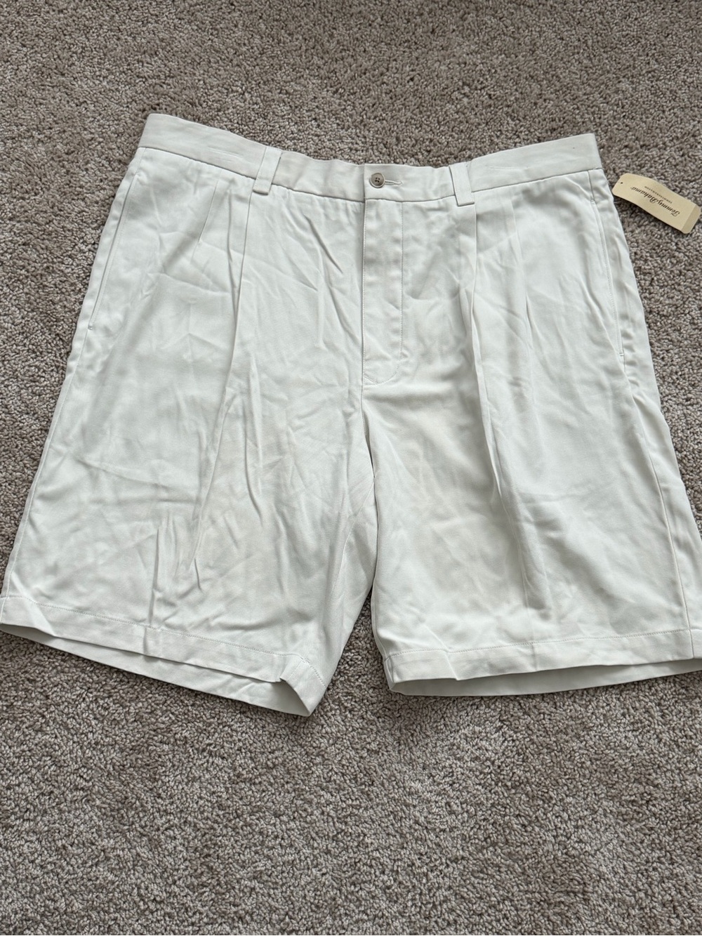 Tommy Bahama 100% Silk Pleated Beige Shorts Men’s Size 36 NWT